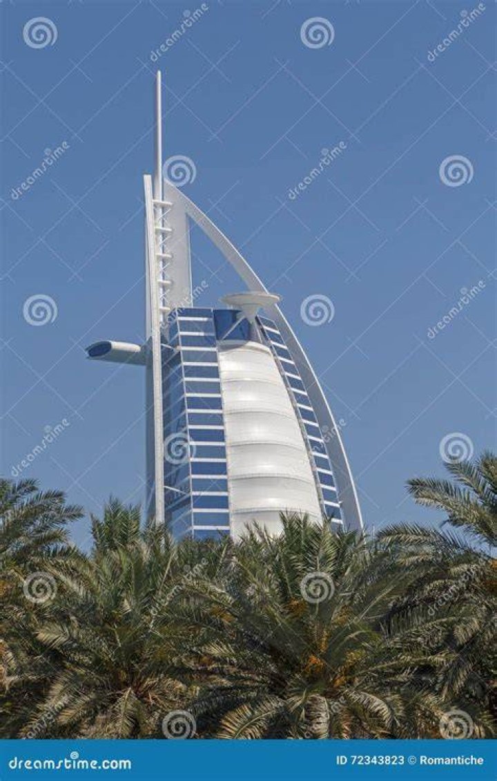 Burj Al Arab Behind Palm Trees Editorial Stock Photo Image of