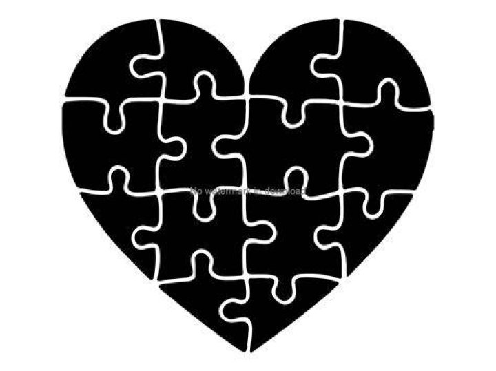 Heart Puzzle SVG Cut Files, Love Jigsaw Cricut File, White Puzzle Heart