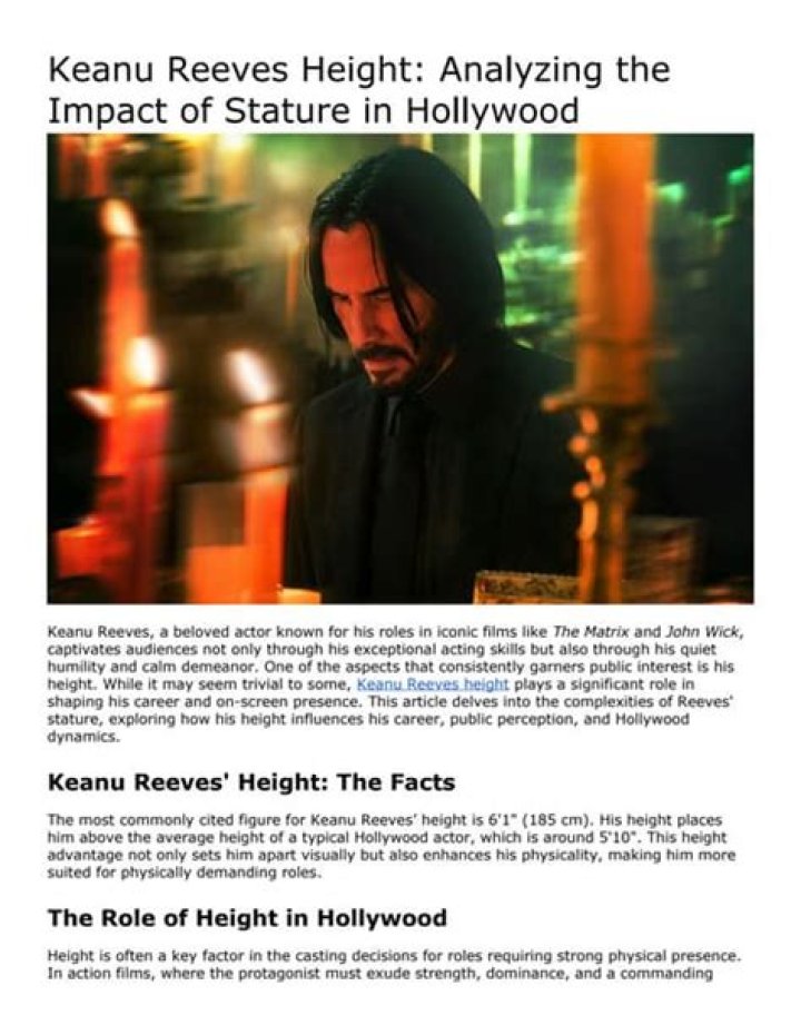 Keanu Reeves' Height And Beyond