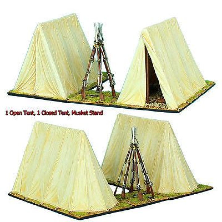 NAP0417 Napoleonic Open Tent, Closed Tent, and Musket Stand