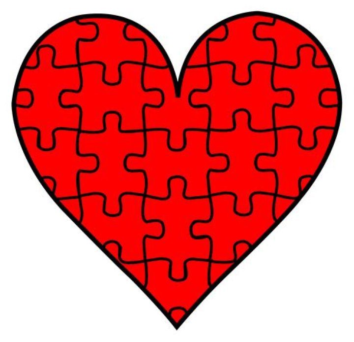 Red Heart With Puzzle Pieces Free Clip Art