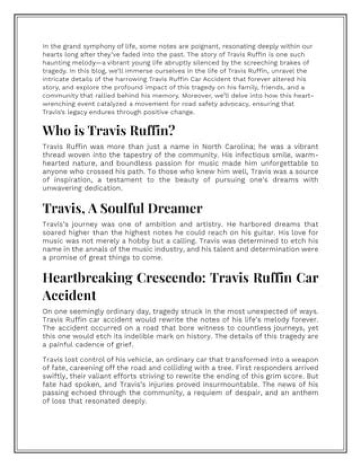 Uncover The Details Behind Travis Ruffin's Obituary And Car Accident